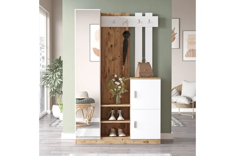 Hialeh Hallmöbelset 38x114 cm, Natur/Vit