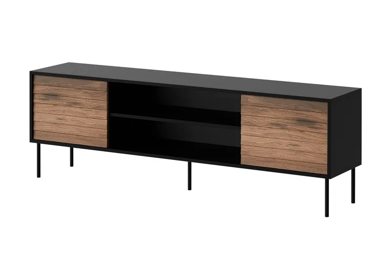 Belonger Tv-bänk 180 cm, Svart/Valnöt