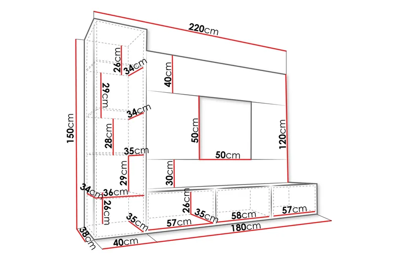 Bernice Tv-skåp 220x38 cm - Beige - Products - Möbler - TV- & Mediamöbler - TV-skåp