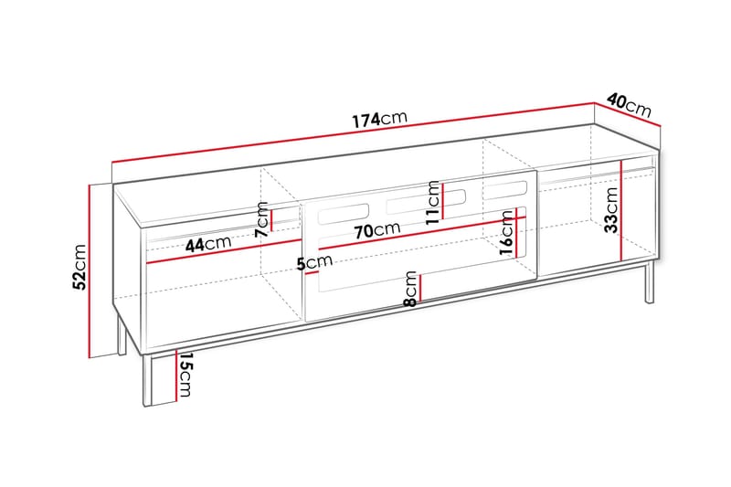 Bjurholm Tv-bänk 174 cm - Svart - Products - Möbler - TV- & Mediamöbler - TV bänk & mediabänk