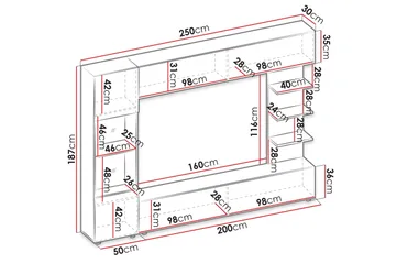 Bunda Tv-möbelset 250x30 cm - Beige - Products - Möbler - TV- & Mediamöbler - TV-möbelset