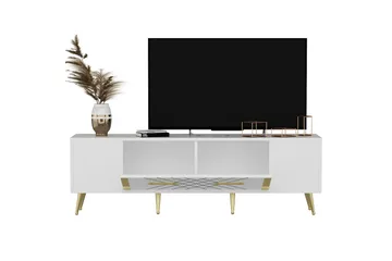 Detas Tv-bänk 150x35 cm Vit/Guld - Hanah Home - Products - Möbler - TV- & Mediamöbler - TV bänk & mediabänk