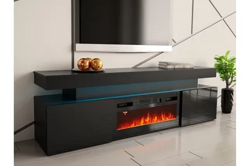 Glenndale Tv bänk med Förvaring + LED kamin + Belysning 190 - Svart - Products - Möbler - TV- & Mediamöbler - TV-sk åp