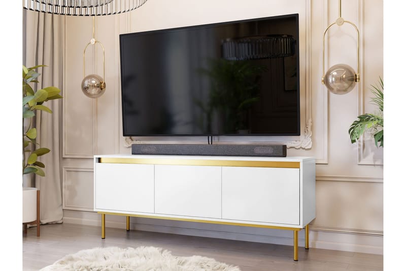 Hollander Tv-bänk 150 cm - Vit/Guld - Products - Möbler - TV- & Mediamöbler - TV bänk & mediabänk