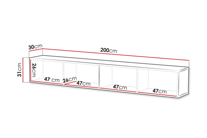 Kangana Tv-bänk 200 cm - Svart - Products - Möbler - TV- & Mediamöbler - TV bänk & mediabänk