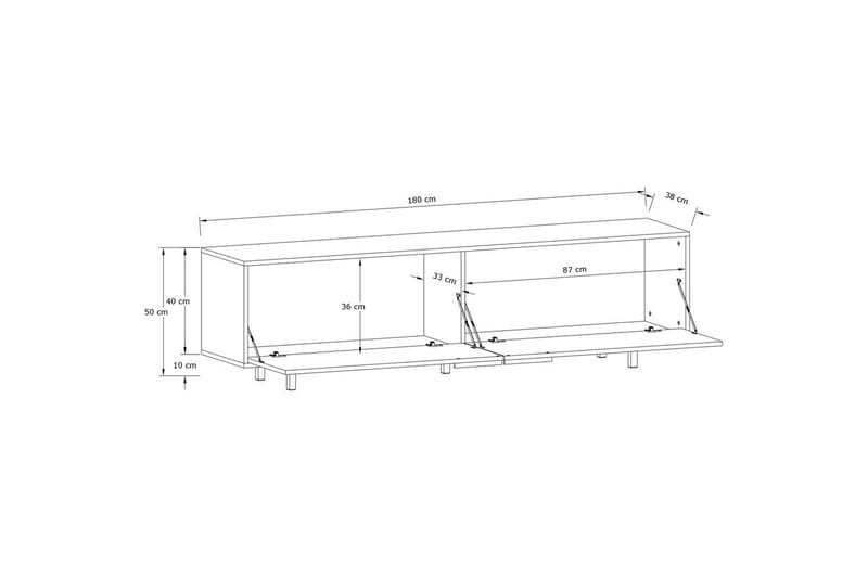Lowboard Alberto 180x38x50 cm, Vit - 180x38x50 cm, Vit - Products - Möbler - TV- & Mediamöbler - TV bänk & mediabänk