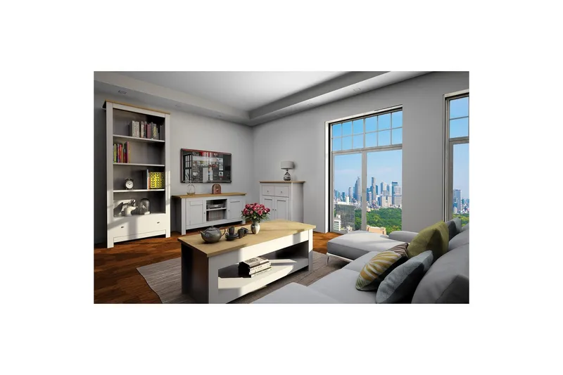 Lowboard Emerald 120x39x58 cm, Natur/Grå - 120x39x58 cm, Natur/Grå - Products - Möbler - TV- & Mediamöbler - TV bänk & mediabänk