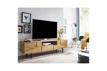 Lowboard Wohnling Ekfanerad med 2 dörrar Låda Metallben Lantlig stil - Products - Möbler - TV- & Mediamöbler - TV-skåp