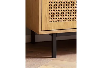 Lowboard Wohnling spånskiva folierad med 2 skjutdörrar, wienflät, modern stil Ek - Ek - Products - Möbler - TV- & Mediamöbler - TV bänk & mediabänk