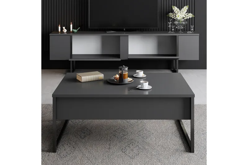 Luxe Tv-bänk 180x50 cm Svart - Hanah Home - Products - Möbler - TV- & Mediamöbler - TV bänk & mediabänk