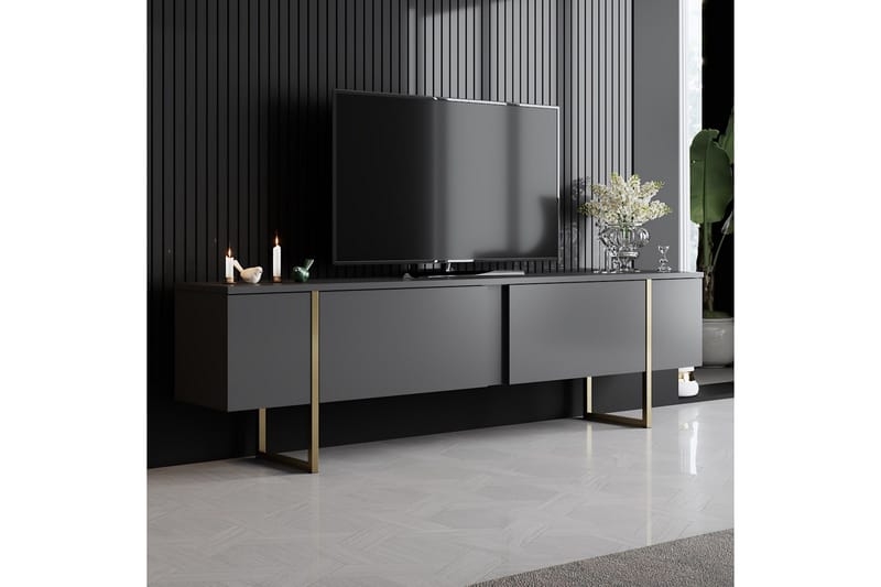 Luxe Tv-bänk 180x50 cm Svart/Guld - Hanah Home - Products - Möbler - TV- & Mediamöbler - TV bänk & mediabänk