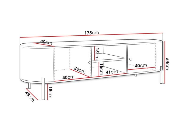 Maggio Tv-bänk 175x43 cm - Beige - Products - Möbler - TV- & Mediamöbler - TV bänk & mediabänk