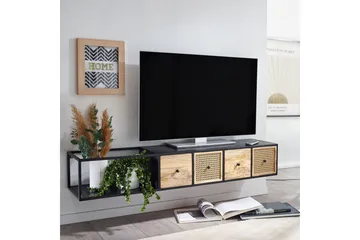 Lowboard Wohnling Metallhängande med 3 lådor i massivt trä Industriell - Products - Möbler - TV- & Mediamöbler - Mediastativ & väggfäste - Tv-stativ & Tv-väggfäste