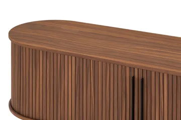 Noira Oval TV bänk Valnöt 150x45 cm Ribbad - Mörkbrunt / Brunt Trä - Products - Möbler - TV- & Mediamöbler - TV bänk & mediabänk