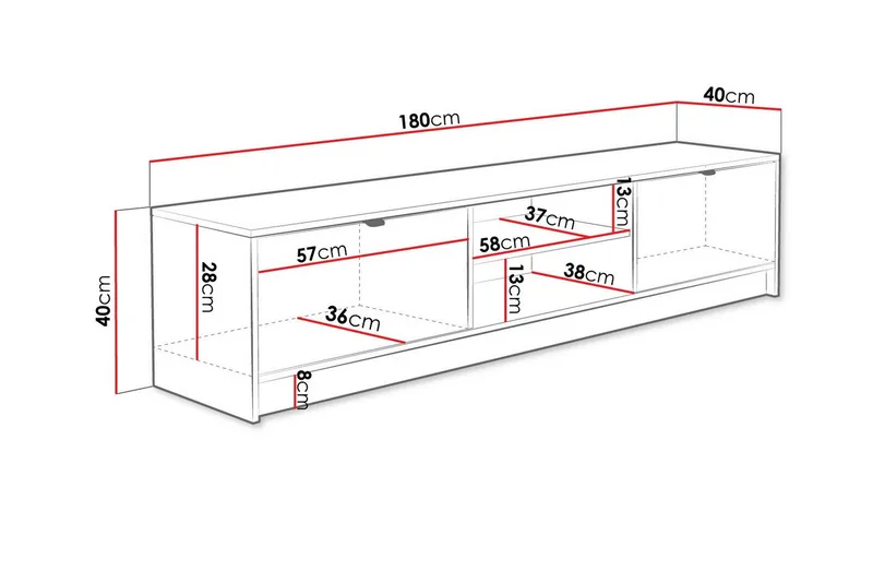 Novaj Tv-skåp 180 cm - Vit - Products - Möbler - TV- & Mediamöbler - TV-skåp