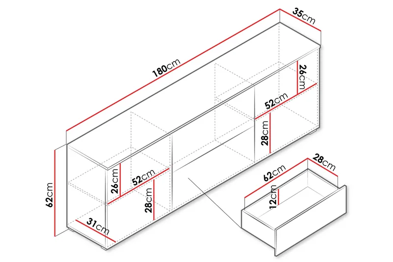 Sherie Tv-bänk 180 cm - Brun - Products - Möbler - TV- & Mediamöbler - TV bänk & mediabänk