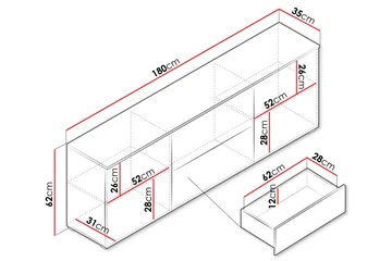Sherie Tv-bänk 180 cm - Vit - Products - Möbler - TV- & Mediamöbler - TV bänk & mediabänk