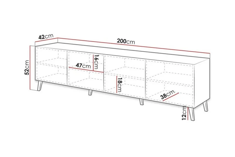Strontian Tv-skåp 200 cm Scandinavian Choice Black - Products - Möbler - TV- & Mediamöbler - TV-sk åp