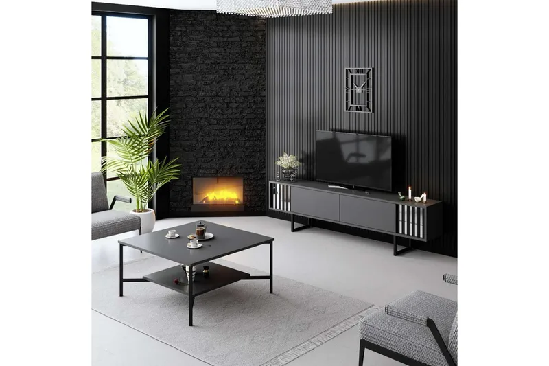 TV-bänk Jeval Antracit / Svart - Antracit / Svart - Products - Möbler - TV- & Mediamöbler - TV bänk & mediabänk