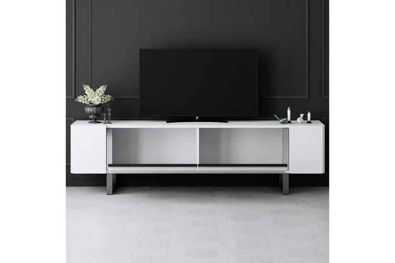 TV-bänk Sozi Vit / Argentu - Vit / Argentu - Products - Möbler - TV- & Mediamöbler - TV bänk & mediabänk