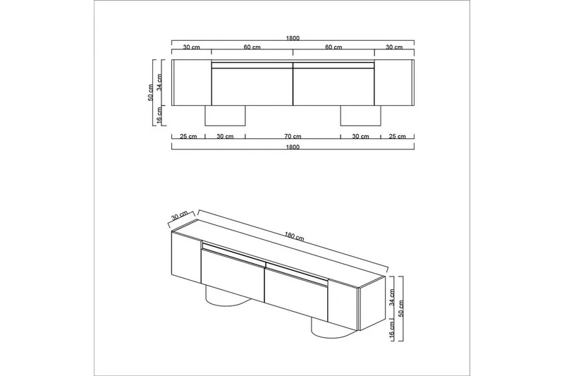 TV-bänk Vit / Svart - Vit / Svart - Products - Möbler - TV- & Mediamöbler - TV bänk & mediabänk