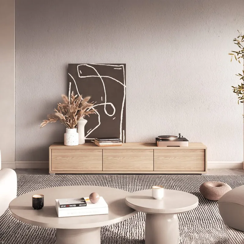 Vägghängd TV-bänk Frida 3 luckor upp - Oljad Ek - Products - Möbler - TV- & Mediamöbler - TV bänk & mediabänk