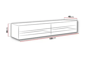 Vasil TV-bänk 180 cm Öppen Hylla - Vit/Vit Högglans - Products - Möbler - TV- & Mediamöbler - TV bänk & mediabänk
