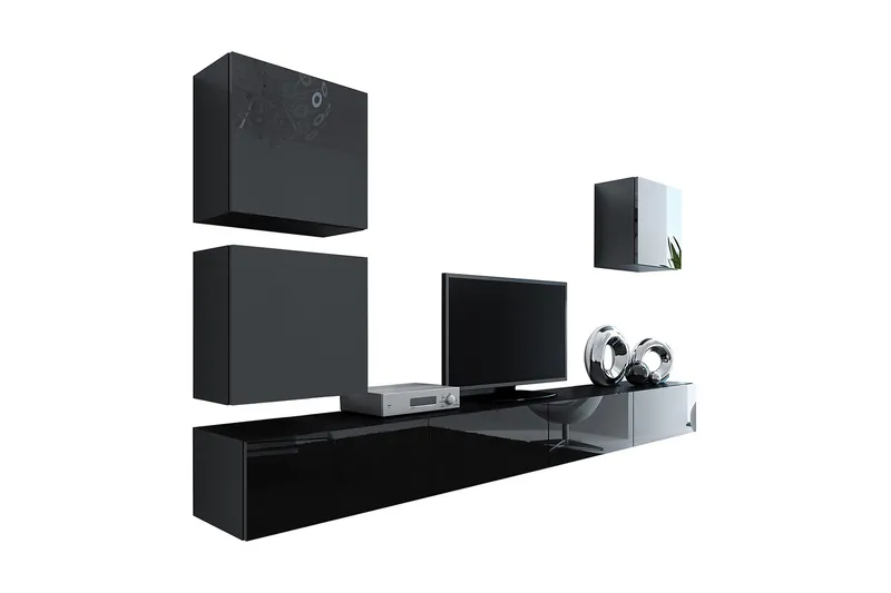 Vasil TV-möbelset 280x40x180 cm - Svart/Vit - Products - Möbler - TV- & Mediamöbler - TV-möbelset