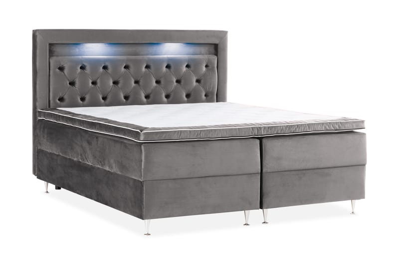 Alessia Komplett Sängpaket med Förvaring LED-belysning 160x200 cm - Mörkgrå - Products - Möbler - Säng - Säng med förvaring
