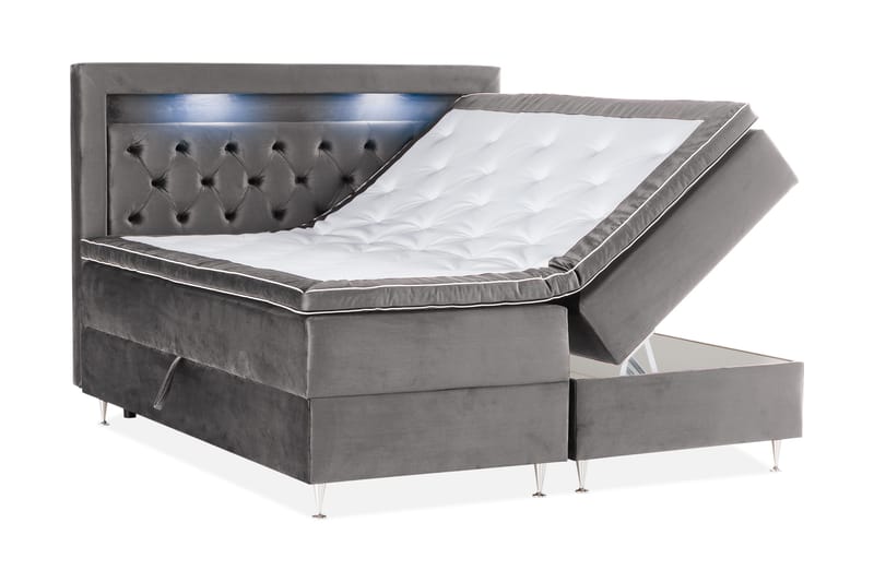 Alessia Komplett Sängpaket med Förvaring LED-belysning 160x200 cm - Mörkgrå - Products - Möbler - Säng - Säng med förvaring