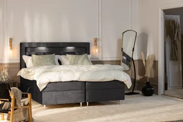 Alessia Komplett Sängpaket med Förvaring LED-belysning 160x200 cm - Mörkgrå - Products - Möbler - Säng - Säng med förvaring
