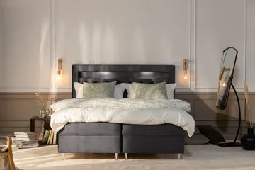 Alessia Komplett Sängpaket med Förvaring LED-belysning 180x200 cm - Mörkgrå Sammet - Products - Möbler - Säng - Säng med förvaring