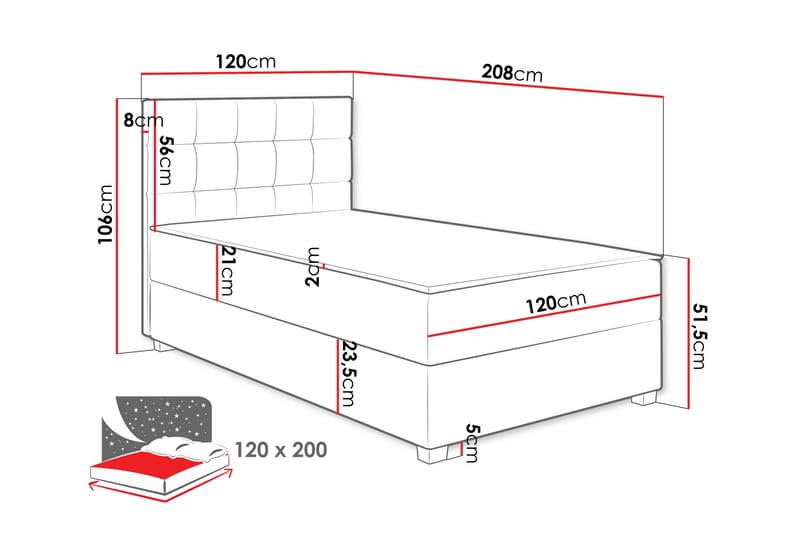 Alghero Sängpaket Förvaringssäng 120x200 cm - Products - Möbler - Säng - Komplett sängpaket