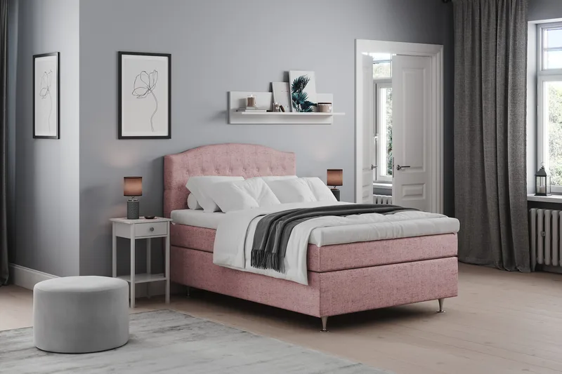 Belda Sängpaket 140x200 Medium - Rosa - Products - Möbler - Säng - Kontinentalsäng