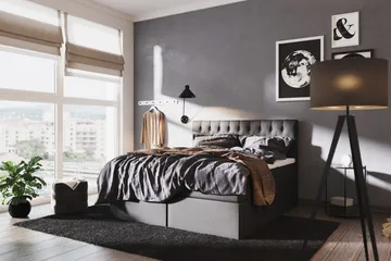 Boxy Komplett Sängpaket Box Bed 120x200 cm - Svart/Grå - Products - Möbler - Säng - Säng med förvaring