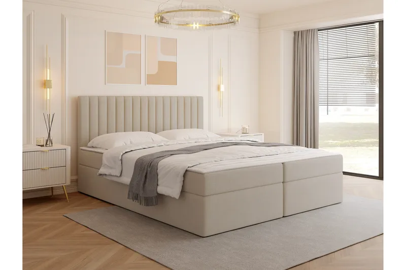 Calrosor Sängpaket Kontinentalsäng med Förvaring 160x200 cm - Beige - Products - Möbler - Säng - Komplett sängpaket