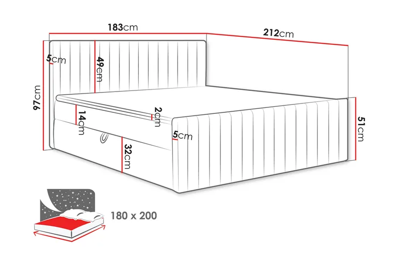 Calrosor Sängpaket Kontinentalsäng med Förvaring 180x200 cm - Blå - Products - Möbler - Säng - Komplett sängpaket