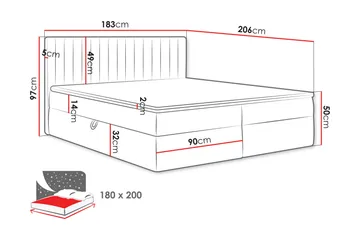 Calrosor Sängpaket Kontinentalsäng med Förvaring 180x200 cm - Rosa - Products - Möbler - Säng - Komplett sängpaket