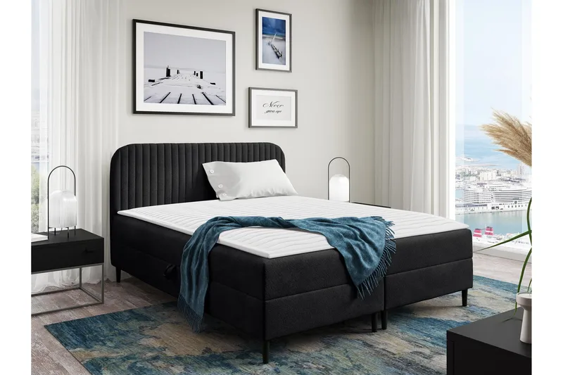 Celestine Förvaringssäng 140x200 cm, Svart