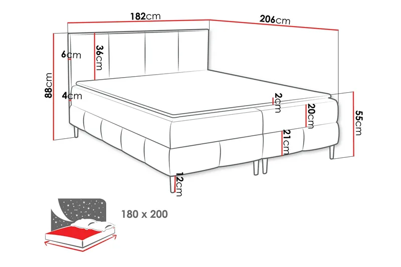 Celestine Förvaringssäng 180x200 cm - Blå - Products - Möbler - Säng - Komplett sängpaket