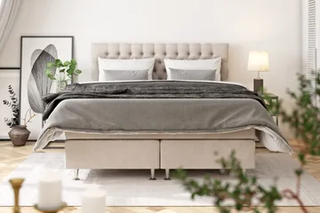Celine Sängpaket 140x200cm - Beige / Sammet - Products - Möbler - Säng - Kontinentalsäng