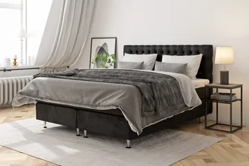 Celine Sängpaket 160x200cm - Svart/Sammet - Products - Möbler - Säng - Kontinentalsäng