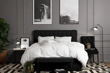 Charleston Kontinentalsäng 160x200 Fast Polyeterskum - Svart - Products - Möbler - Säng - Kontinentalsäng