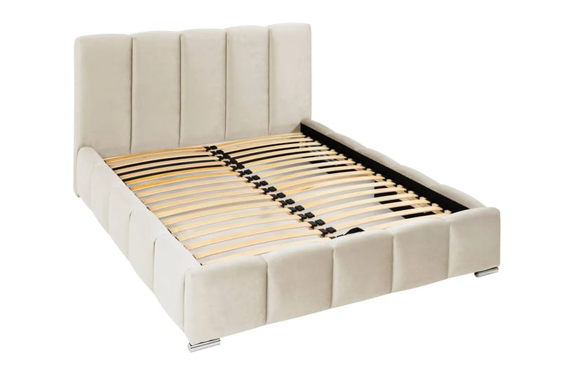 Cleaton Bubblig Sängram 180x200 cm med Förvaring HVILA Pocketresårmadrass och Bäddmadrass i Memoryskum med Tvättbar klädsel - Beige/Vit - Products - Möbler - Säng - Komplett sängpaket