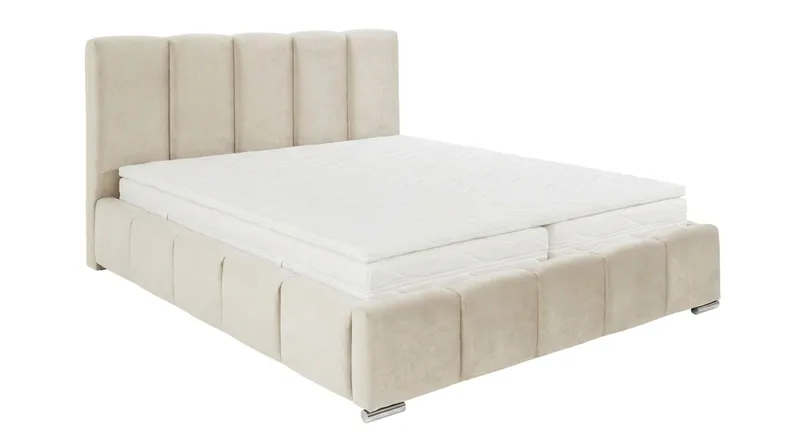 Cleaton Sängram 160x200 cm med Förvaring HVILA Skummadrass och Bäddmadrass i Polysterskum med Tvättbar klädsel - Beige/Vit - Products - Möbler - Säng - Komplett sängpaket