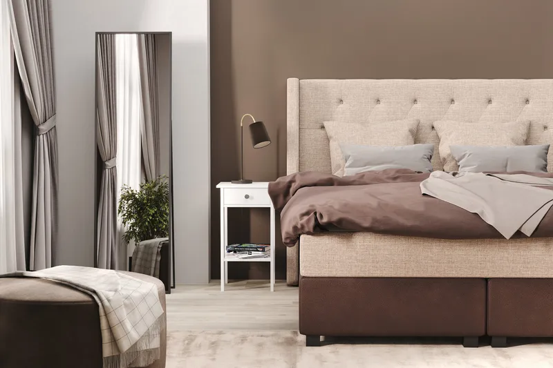 Cuba Sängpaket 160x200 med Två Beiga Kuddar - (+Fler val) Beige/Brun - Products - Möbler - Säng - Kontinentalsäng