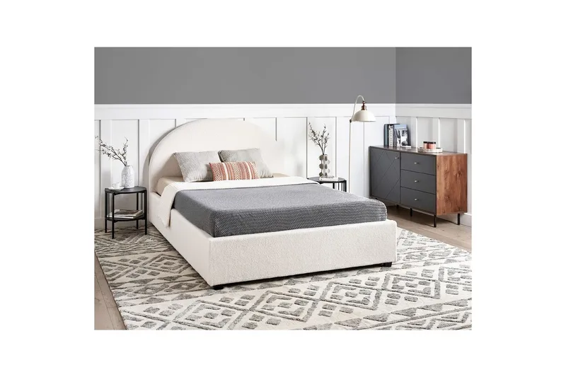 Dubbelsäng Vaucluse med förvaring Vit, 140x200 cm, Bouclé - Vit, 140x200 cm, Bouclé - Products - Möbler - Säng - Säng med förvaring