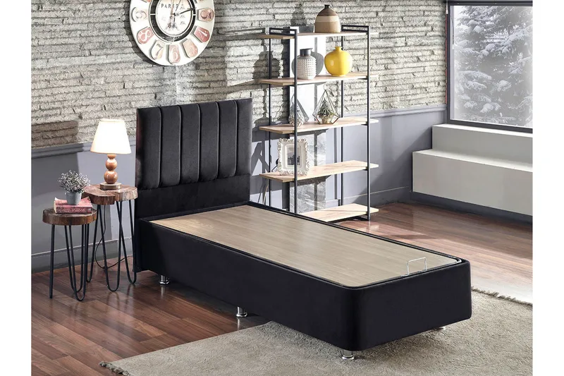 Endulanie Sängram med Sänggavel Singel 90x190 cm - Svart - Products - Möbler - Säng - Komplett sängpaket