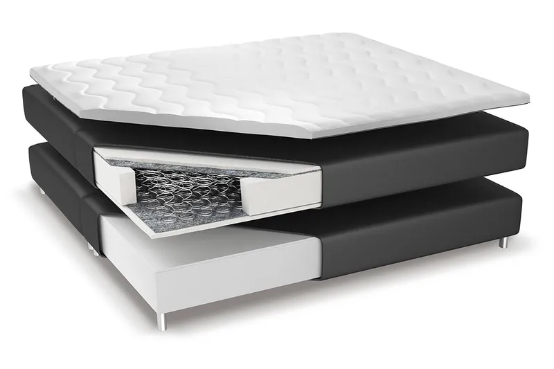 Franco Komplett Sängpaket med förvaring LED-belysning 180x200 cm + 2st Franco Sängbord - Grå|Sammet - Products - Möbler - Säng - Enkelsäng