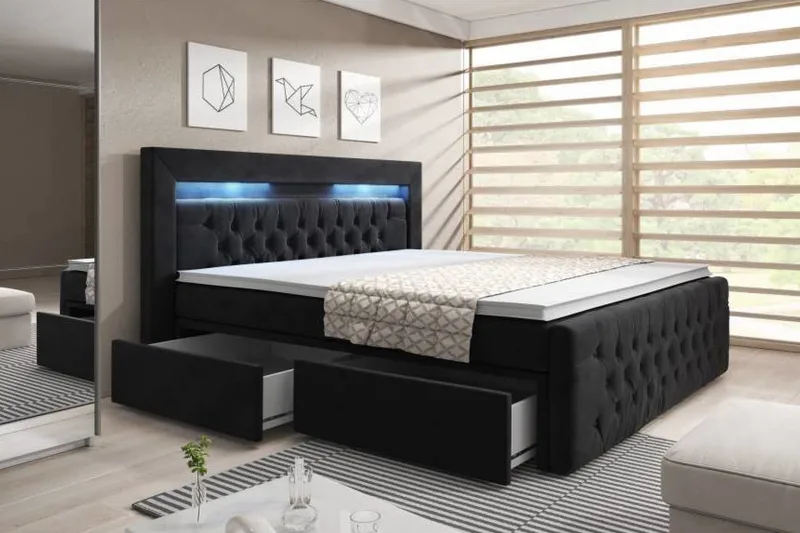 Franco Sängpaket med förvaring LED-belysning 160x200 cm - 160x200 Svart (+Fler val) - Products - Möbler - Säng - Säng med förvaring